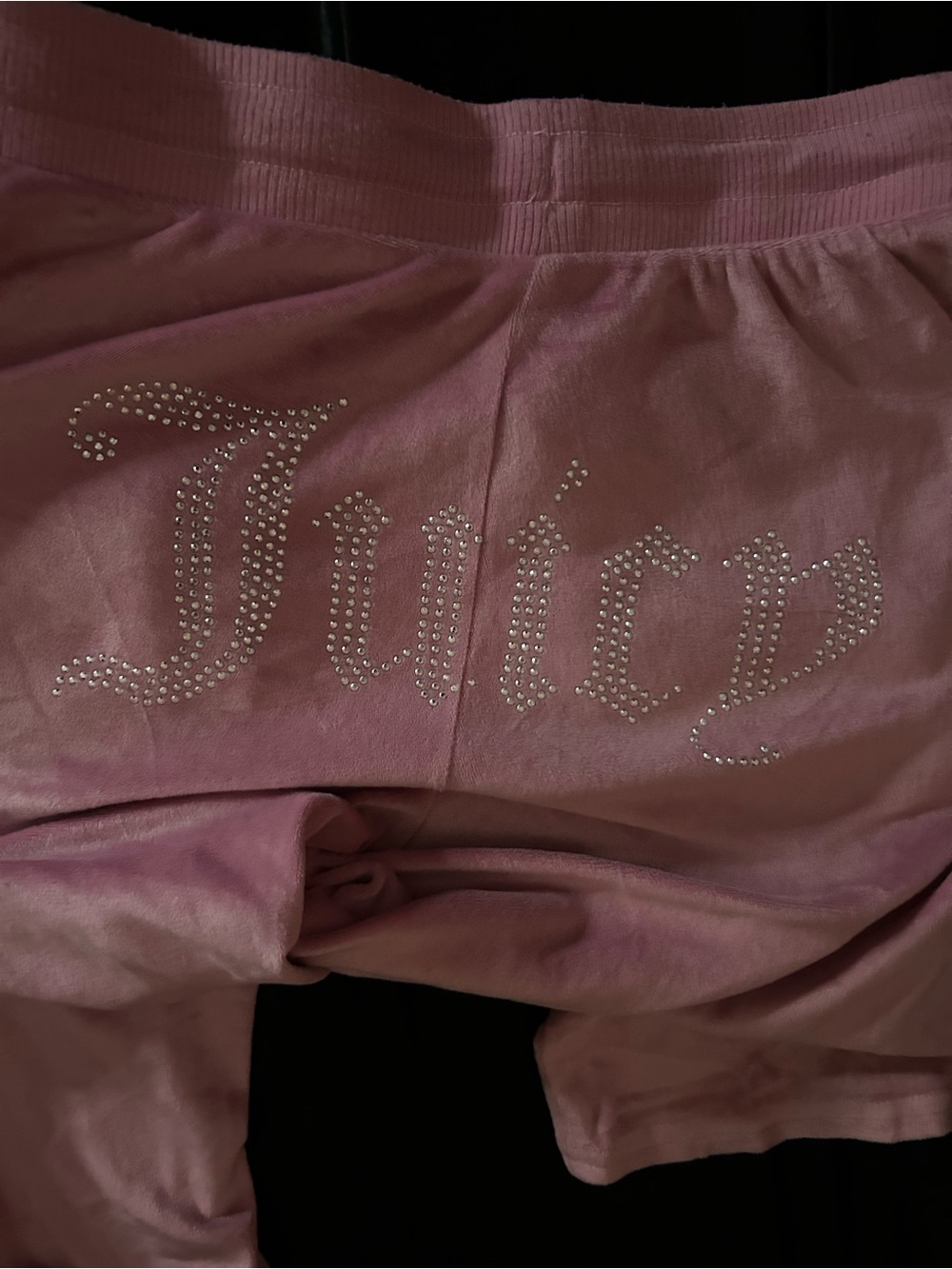 Juicy Couture Pink Velour Rhinestone Logo Sleep Pants